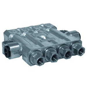 Distribuidor Linha Simples Volumétrico Com Pino De Inspeção RH-3410, 4 Saídas De 0,10cc Cada