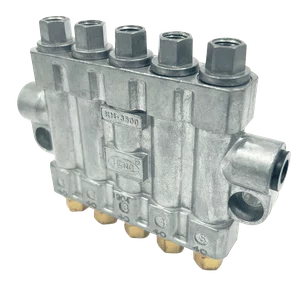 Distribuidor Linha Simples Volumétrico Com Pino De Inspeção RH-3530, 5 Saídas De 0,30cc Cada
